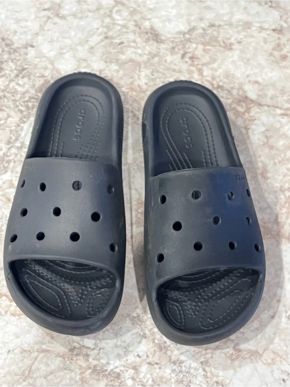 Crocs Black Slide Sandals Kids Junior Sz 4